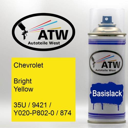 Chevrolet, Bright Yellow, 35U / 9421 / Y020-P802-0 / 874: 400ml Sprühdose, von ATW Autoteile West.